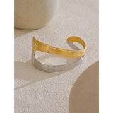 Xandra Geometric Cuff Bracelet – Open Minimalist Fashion Bangle | Huna Jewelry