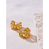 Cerise Chain Hoop Earrings – Modern Waterproof Gold Hoops | Huna Jewelry