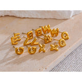 Charlie A-Z Initial Stud Earrings – Minimalist & Tarnish-Resistant | Huna Jewelry