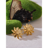 Fiorella Chrysanthemum Earrings – Elegant Floral Stud Jewelry | Huna Jewelry