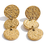 Delaney Round Textured Dangle Earrings – Elegant & Trendy Jewelry | Huna Jewelry