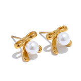 Lana Pearl Bow Earrings – Elegant & Trendy Jewelry for Women | Huna Jewelry