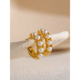 Lily Pearl Hoop Earrings – Waterproof Elegant Everyday Jewelry | Huna Jewelry