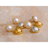 Gretchen Pearl Drop Earrings – Classic Round Elegant Jewelry | Huna Jewelry