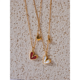 Enamel Shell Linked Hearts Necklace – Elegant & Romantic | Huna Jewelry