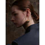 Petra 25mm Beaded C-Hoop Earrings – Bold & Modern Jewelry | Huna Jewelry