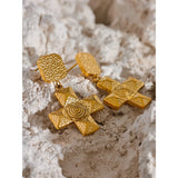 Breya Cross Drop Earrings – Vintage-Inspired Statement Jewelry | Huna Jewelry