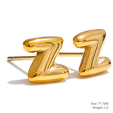 Charlie A-Z Initial Stud Earrings – Minimalist & Tarnish-Resistant | Huna Jewelry