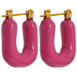 Kathleen Candy Pop Y2K Hoop Earrings – Chunky Enamel Squares in Vibrant Colors | Huna Jewelry