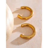 Kendall C-Shape Huggie Hoop Earrings – Daily Chic Stainless Steel Jewelry | Huna Jewelry