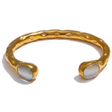 Whitney Natural Stone Cuff Bracelet – Gold & Water-Resistant | Huna Jewelry