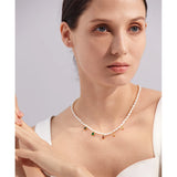 Valentina Pearl Bead Necklace – Colorful Cubic Zirconia Charms | Huna Jewelry