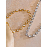 Mia Round Chain Necklace – Sparkling Cubic Zirconia Jewelry Gift | Huna Jewelry