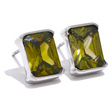 Finn Colored Rectangle Stud Earrings – Bold & Modern Style | Huna Jewelry