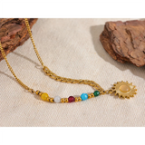 Clement Sun Pendant Necklace – Natural Stone & Trendy Chain | Huna Jewelry