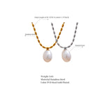 Ava Pearl Pendant Necklace – Beaded Chain with Fixed Single Pearl | Huna Jewelry