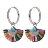 Gigi Enamel Fan Drop Earrings – Colorful Y2K Statement Hoops | Huna Jewelry
