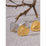Paisley Heart Stud Earrings – Minimalist & Hypoallergenic Jewelry | Huna Jewelry