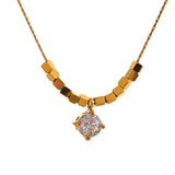 Camila Cubic Zirconia Pendant Necklace – Chic Square Bead Chain | Huna Jewelry