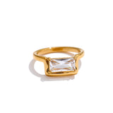 Constance Rectangular Ring – Elegant & Minimalist Gold Jewelry | Huna Jewelry