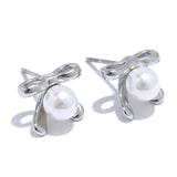 Lana Pearl Bow Earrings – Elegant & Trendy Jewelry for Women | Huna Jewelry