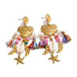 Holland Heart & Seashell Starfish Earrings – Beach-Inspired Dangles | Huna Jewelry
