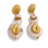 Madison Resin Shell Conch Drop Earrings – Coastal Charm with Modern Style | Huna Jewelry