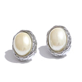 Ursula Pearl Stud Earrings – Classic Oval Design, Elegant & Timeless | Huna Jewelry
