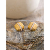 Odah Square Stud Earrings – Classy Design with Mini Zirconia Line | Huna Jewelry