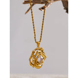 Lillian Rose Pendant Necklace – Gold Rope Chain with Zirconia Stone | Huna Jewelry