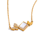 Ginny Butterfly Pendant – Dainty Gold Necklace with Zirconia Stones | Huna Jewelry