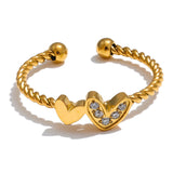 Adjustable Gold Ring with Stones – Versatile Elegance | Huna Jewelry