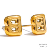 Charlie A-Z Initial Stud Earrings – Minimalist & Tarnish-Resistant | Huna Jewelry