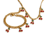 Odette Cherry Jewelry Set – Stylish Bracelet & Necklace | Huna Jewelry