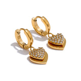 Charlie Heart Drop Hoop Earrings – Romantic & Hypoallergenic Design | Huna Jewelry