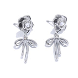 Juliet Rose Flower Stud Earrings with Bow Drop – Waterproof & Chic | Huna Jewelry
