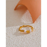Kate Beaded Triangle & Pearl Ring – Dainty & Trendy Elastic Design | Huna Jewelry