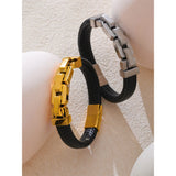 Marlow Unisex Black Leather Bangle – Bold, Modern & Stylish | Huna Jewelry