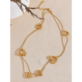 Elizabeth String of Hearts Necklace – Stainless Steel Long Chain | Huna Jewelry