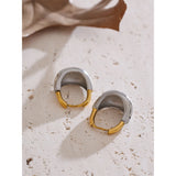 Maia Two-Toned Geometric Hoop Earrings – Bold Contrast with Modern Flair | Huna Jewelry