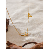 Floriana Butterfly Pendant Necklace – Gold & Shell Stainless Steel | Huna Jewelry