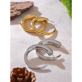 Tess C-Circle Earrings – Tarnish-Resistant, Modern & Elegant | Huna Jewelry