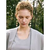 Ingrid Shell Drop Earrings – Elegant Long Dangle Jewelry for Women | Huna Jewelry