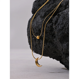 Aria Moon and Bead Pendant Layered Necklace – Trendy Statement Jewelry | Huna Jewelry