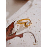Constance Rectangular Ring – Elegant & Minimalist Gold Jewelry | Huna Jewelry