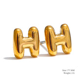 Charlie A-Z Initial Stud Earrings – Minimalist & Tarnish-Resistant | Huna Jewelry