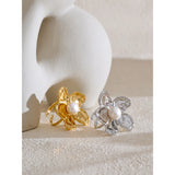 Marie Flower Pearl Ring – Bold & Stylish Elegant Jewelry | Huna Jewelry