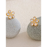 Dalia Cubic Zirconia Flower Stud Earrings – Waterproof, Elegant & Dazzling | Huna Jewelry