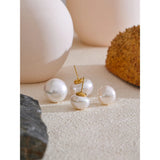 Melanie Pearl Round Stud Earrings – Classic & Timeless Everyday Jewelry | Huna Jewelry