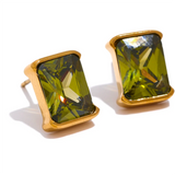 Finn Colored Rectangle Stud Earrings – Bold & Modern Style | Huna Jewelry